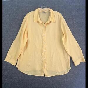Light Yellow Button-Up Brushed Linen Shirt